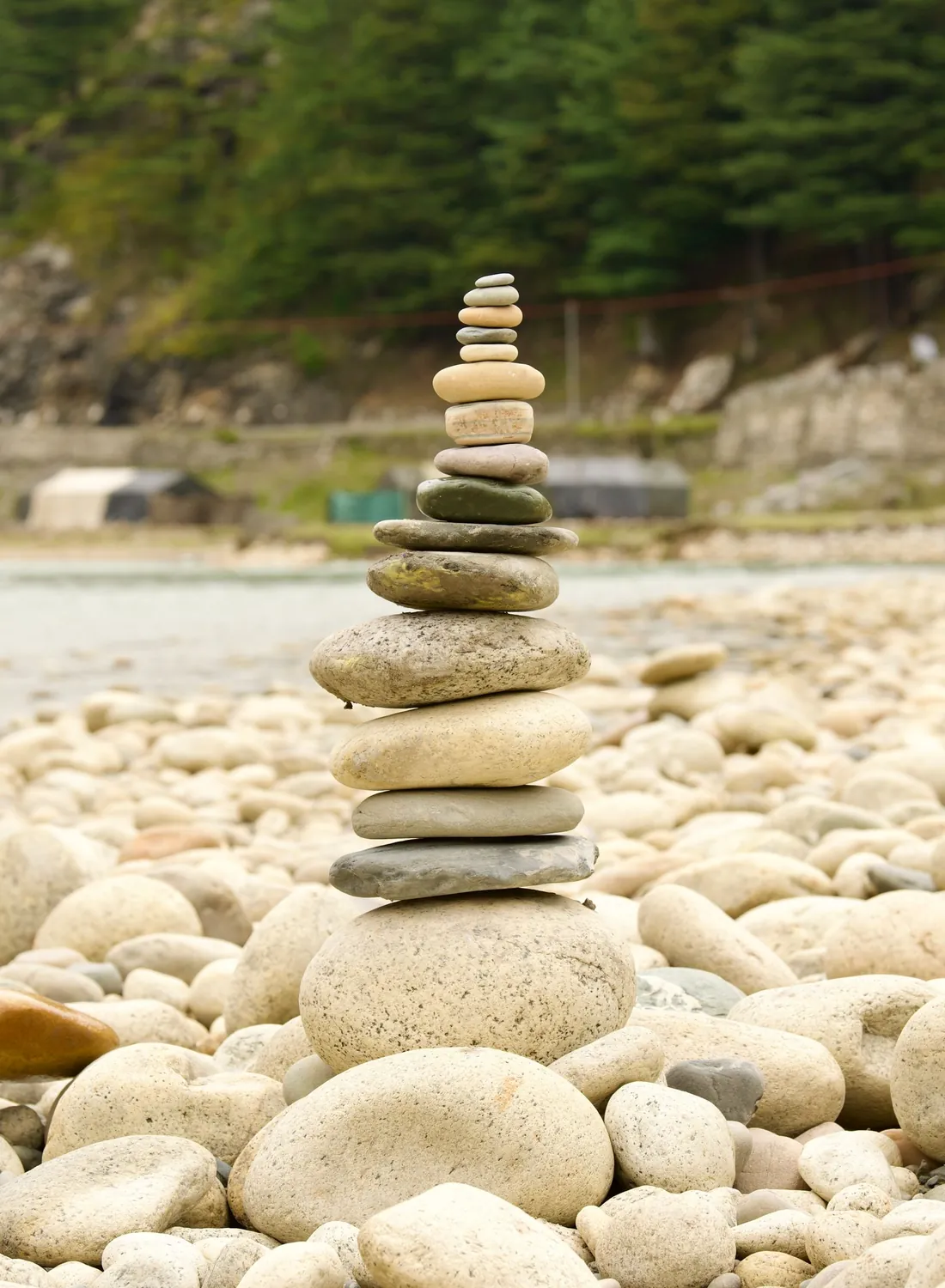 Smooth stones balanced in a careful stack